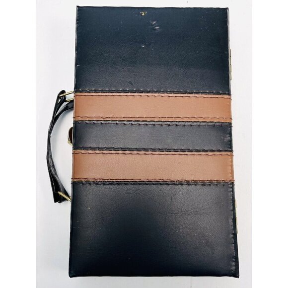 VTG 28pc DOMINO SET w/ Metal Brass Spinners Brown Faux Leather Carry Case *Read* - Picture 4 of 9